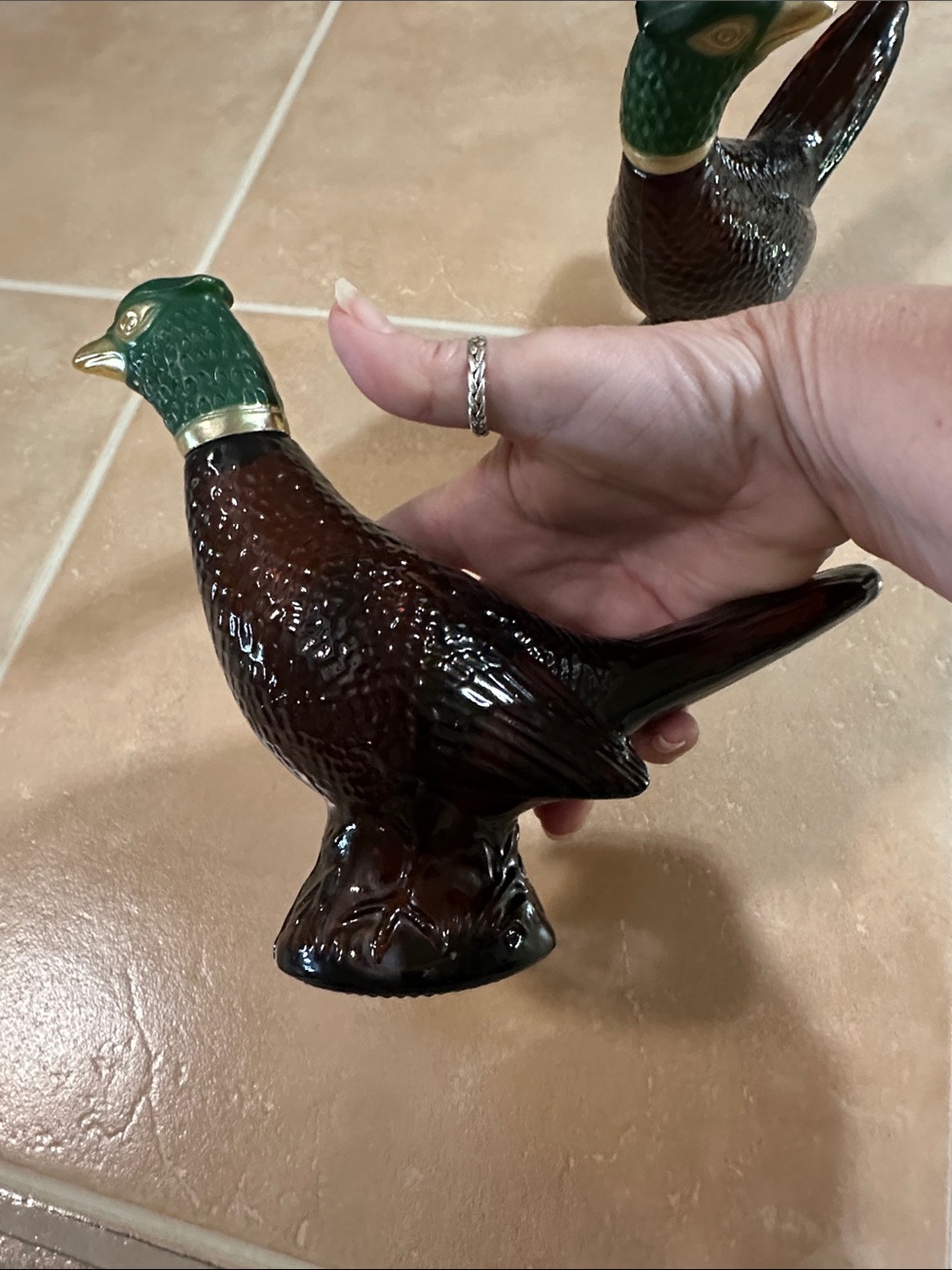VTG 2 Avon Green-Headed and Brown Pheasant Figurine Pair - Picture 6 of 11